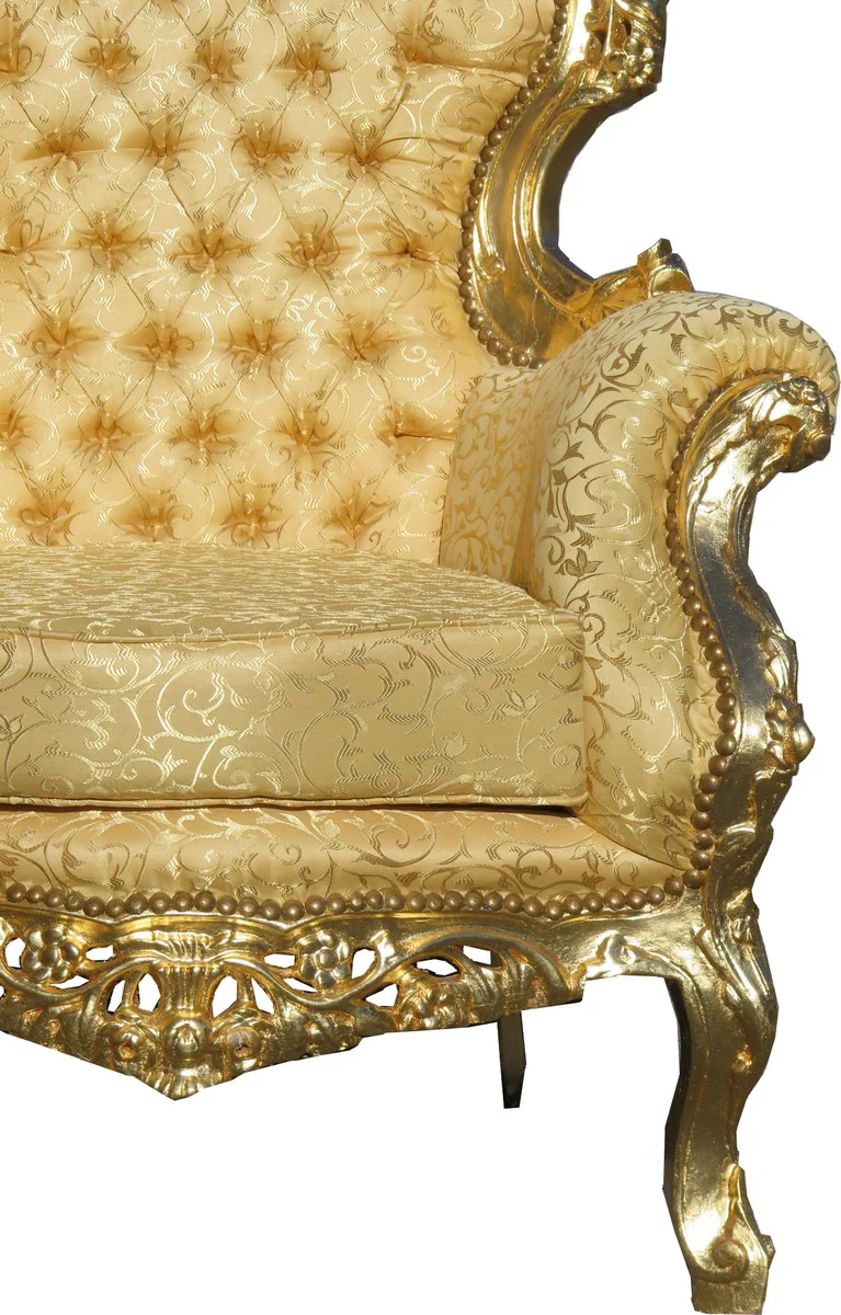 Barock Wohnzimmer Set Versailles II Gold Muster / Antik Gold - 3er Sofa + 2 Sessel