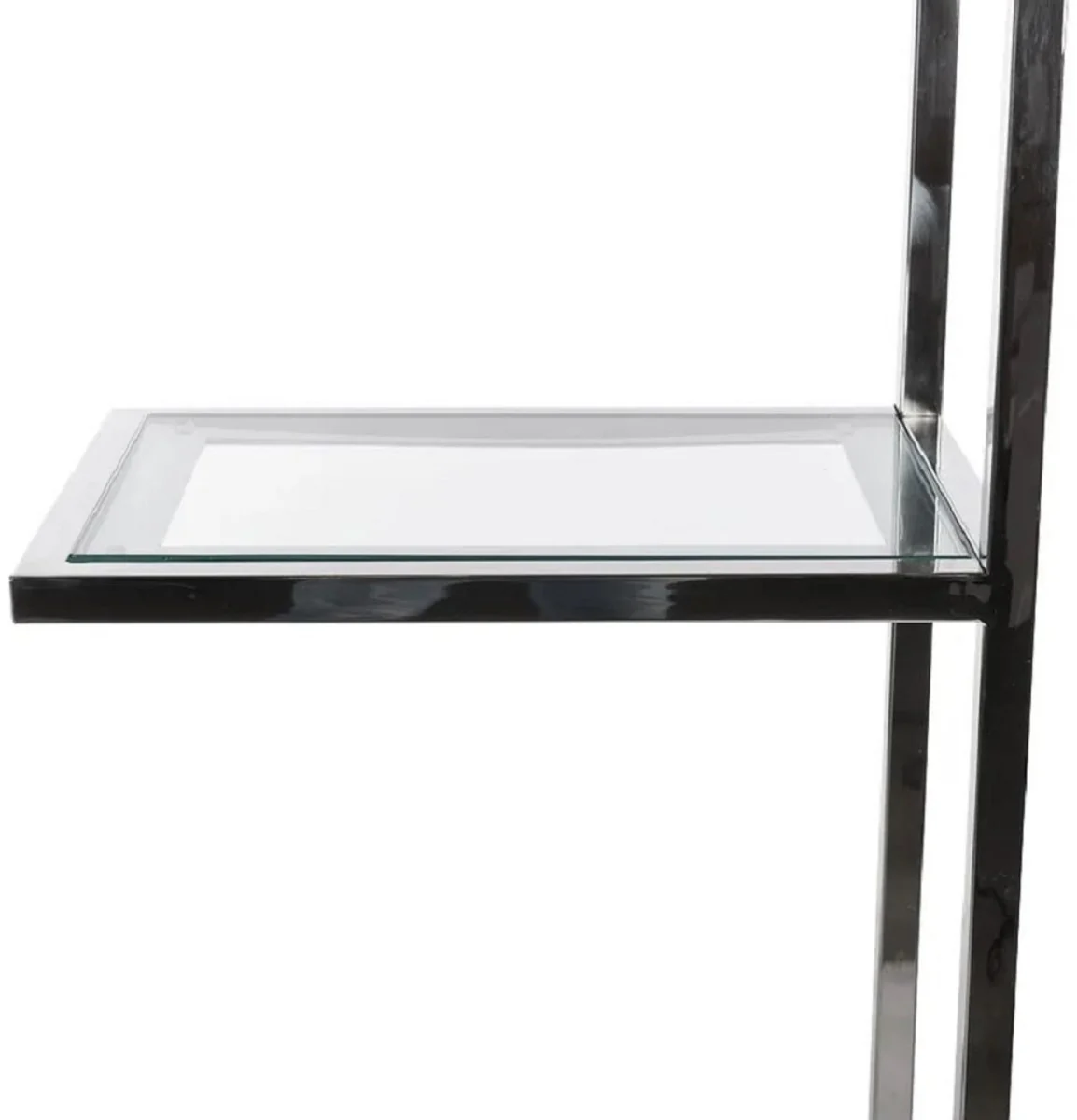 Regalschrank mit Glasregalen Silber 110 x 36 x H. 220 cm - Bücherschrank - Wohnzimmer Schrank - Büro Schrank - Wohnzimmer Möbel - Büro Möbel - Luxus Möbel