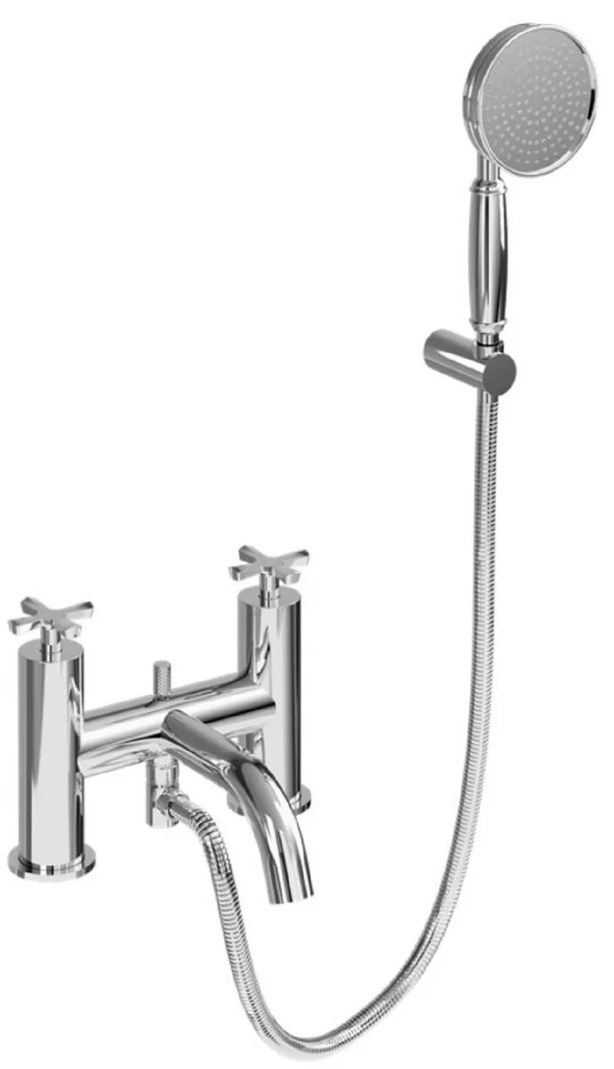 Luxus Badewannenarmatur Silber - Messing Badewannen Armatur mit Handbrause - Luxus Badezimmer Zubehör