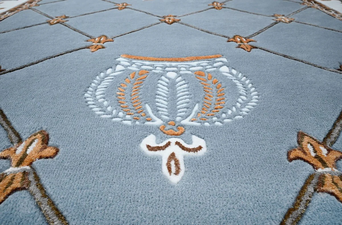 Pompöös by Luxus Barock Teppich Krone von Harald Glööckler Blau - Verschiedene Größen