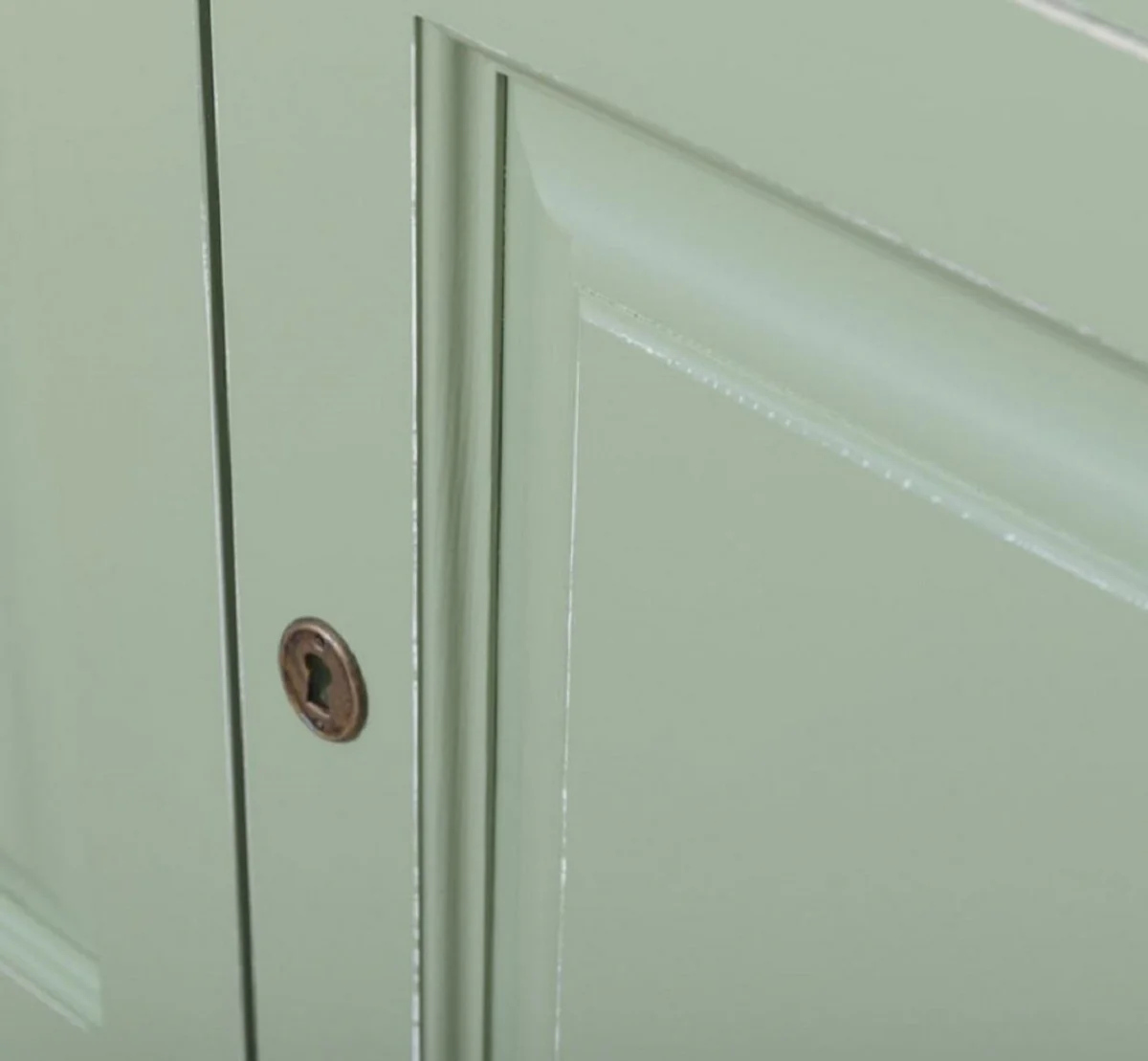 Landhausstil Bücherschrank Grün / Grau 120 x 39 x H. 197 cm - Massivholz Schrank - Wohnzimmerschrank - Büroschrank - Landhausstil Möbel