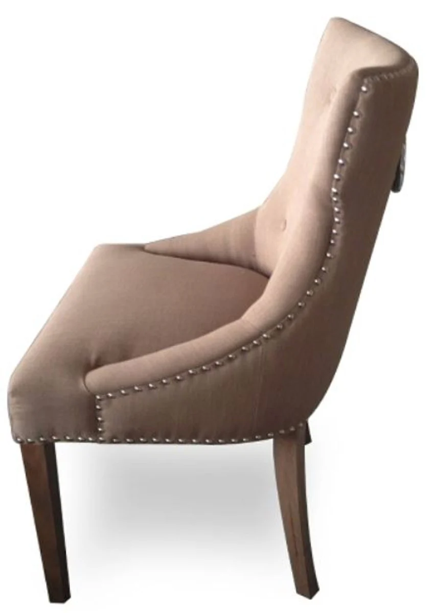 Luxus Esszimmerstuhl Taupe / Braun 59 x 65 x H. 98 cm - Esszimmermöbel