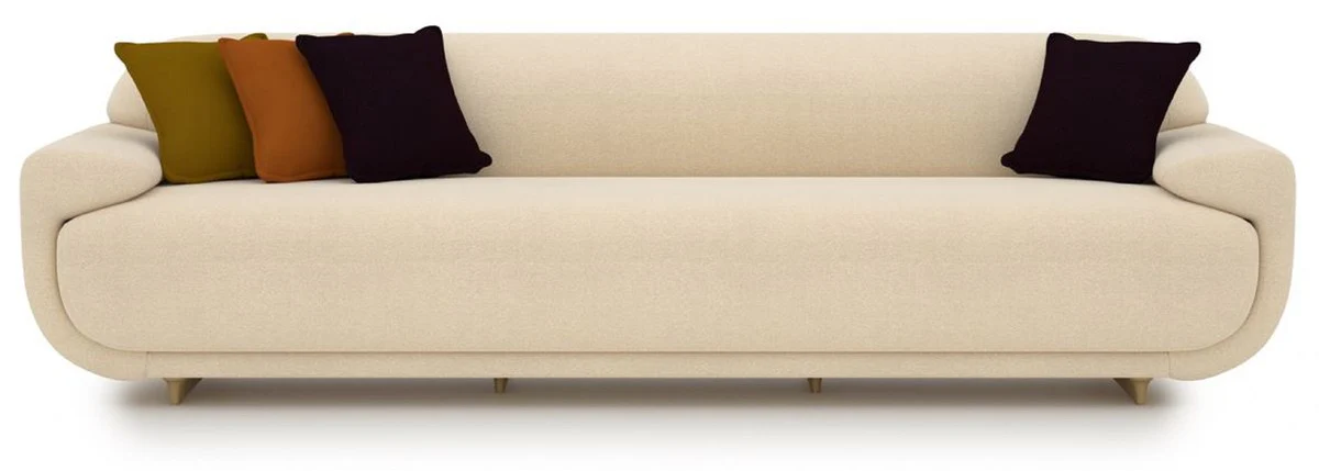 Luxus Sofa Creme / Beige 250 x 105 x H. 70 cm - Wohnzimmer Sofa - Hotel Sofa - Wohnzimmer Möbel - Hotel Möbel - Luxus Möbel - Luxus Einrichtung - Wohnzimmer Einrichtung