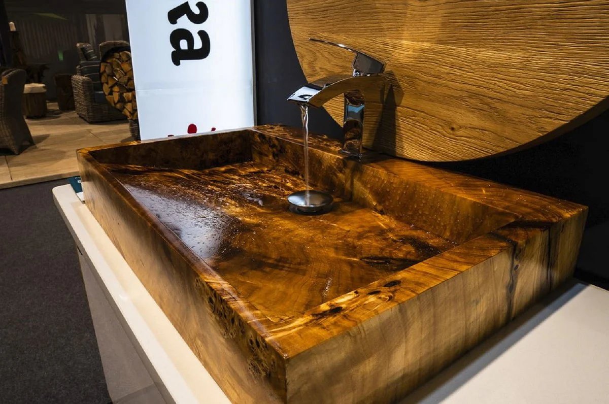 Luxus Massivholz Waschbecken Braun - Verschiedene Größen