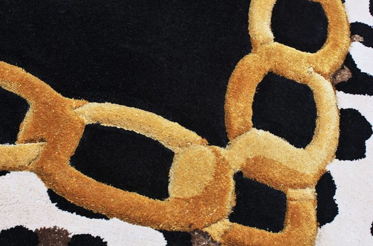 Luxus Teppich mit Leoparden Design Mehrfarbig 160 x 230 cm - Rechteckiger Wohnzimmer Teppich - Handgetufteter Schlafzimmer Teppich - Luxus Interior - Luxus Qualität