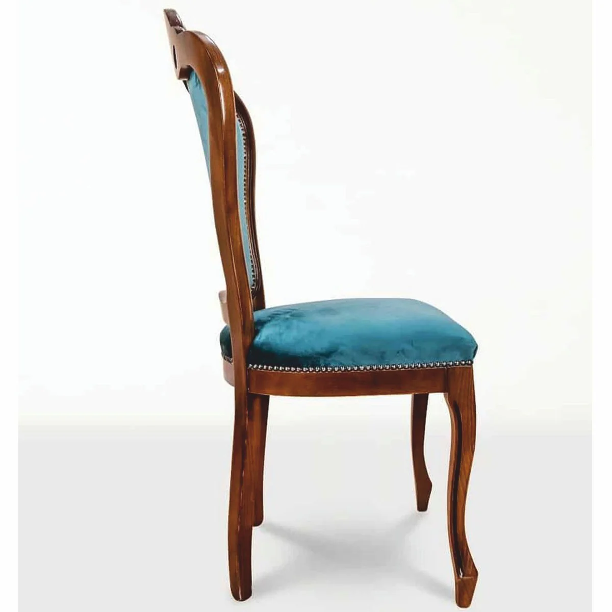 Luxus Barock Esszimmer Stuhl 4er Set Blau / Braun - Barock Möbel