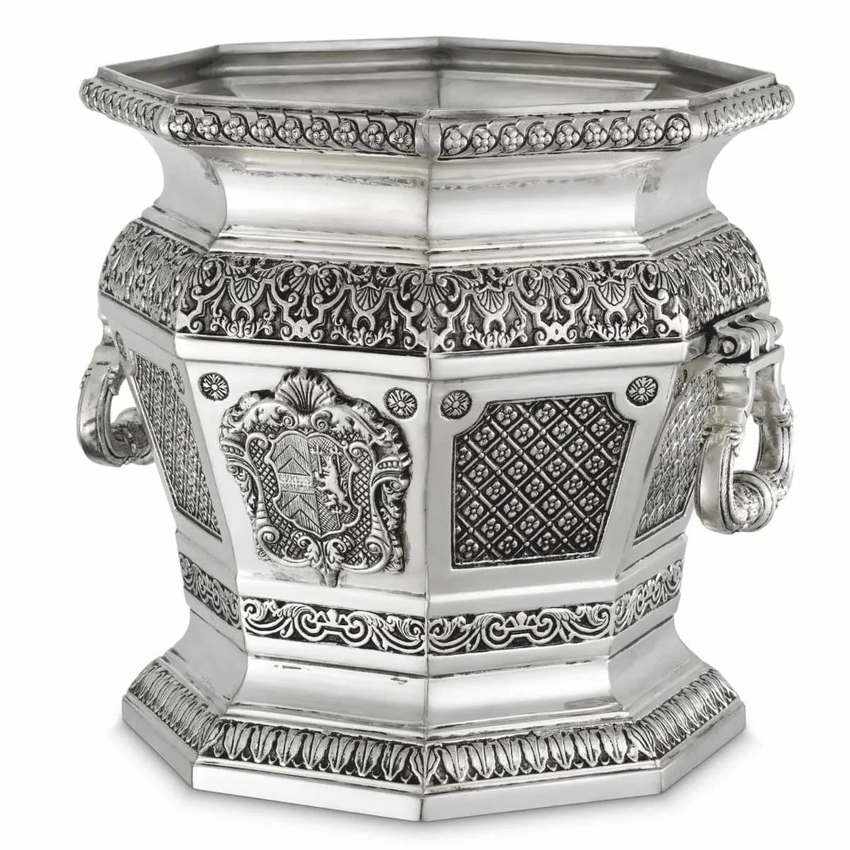 Luxus Barock Deko Weinkühler Antik Silber H. 30 cm - Hotel Deko