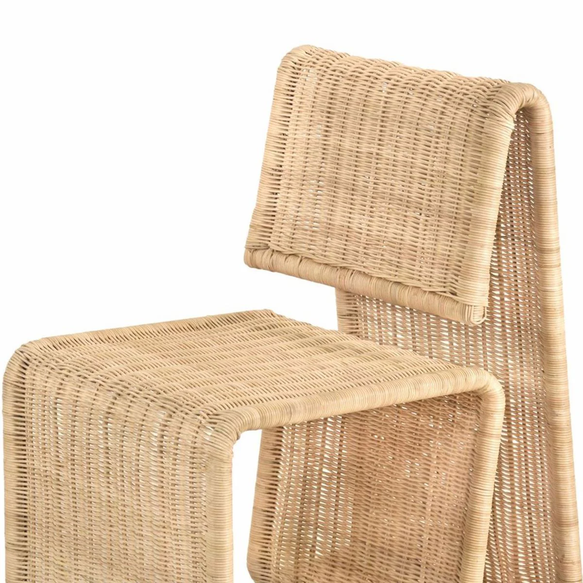 Luxus Rattan Esszimmer Stuhl Naturfarben H. 82 cm - Luxus Möbel