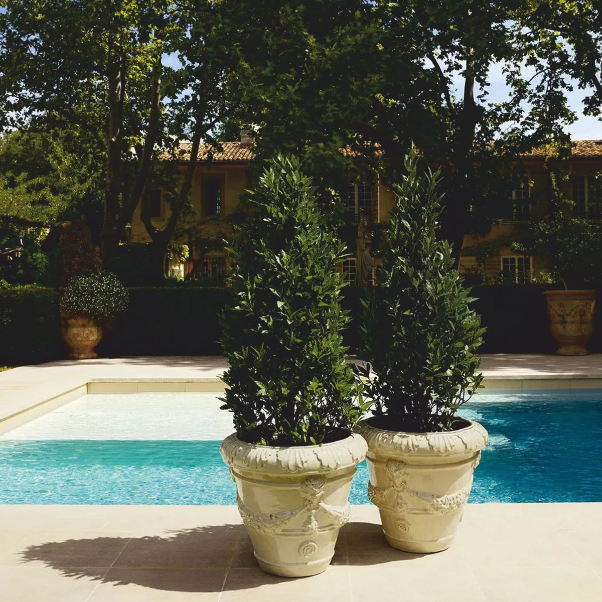 Luxus Barock Keramik Blumentopf Antik Sandfarben Ø 60 x H. 56 cm - Garten Deko