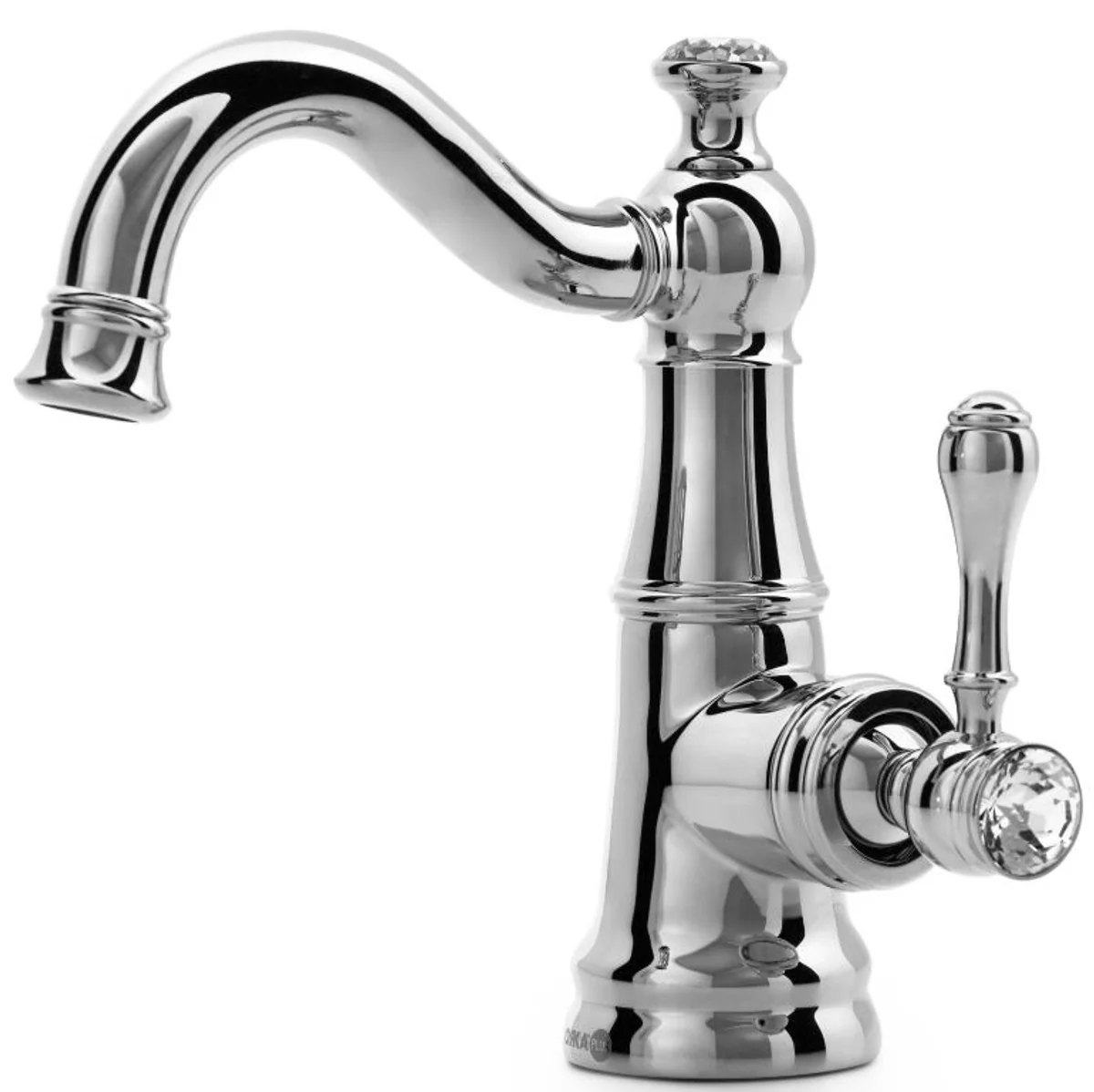 Luxus Jugendstil Waschtischarmatur mit Kristallglas H. 20,8 cm - Verschiedene Farben - Neoklassische Badezimmer Accessoires - Luxus Bad Zubehör