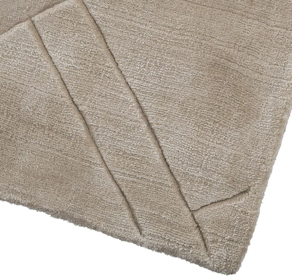 Luxus Viskose Teppich Silber-Sandfarben 300 x 400 cm - Handgewebter Wohnzimmer & Hotel Teppich - Wohnzimmer Deko Accessoires - Luxus Kollektion