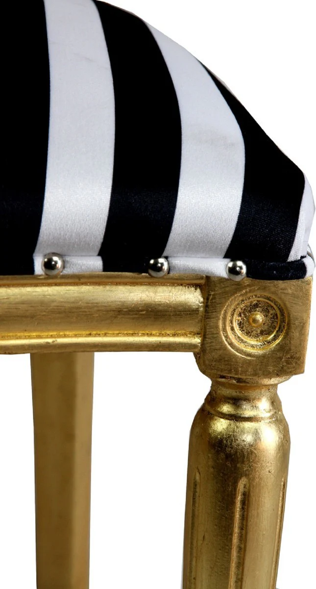 Pompöös by Luxus Barock Esszimmerstühle Pink Lips Schwarz / Weiß Streifen / Gold - Pompööse Barock Stühle designed by Harald Glööckler - 4 Esszimmerstühle