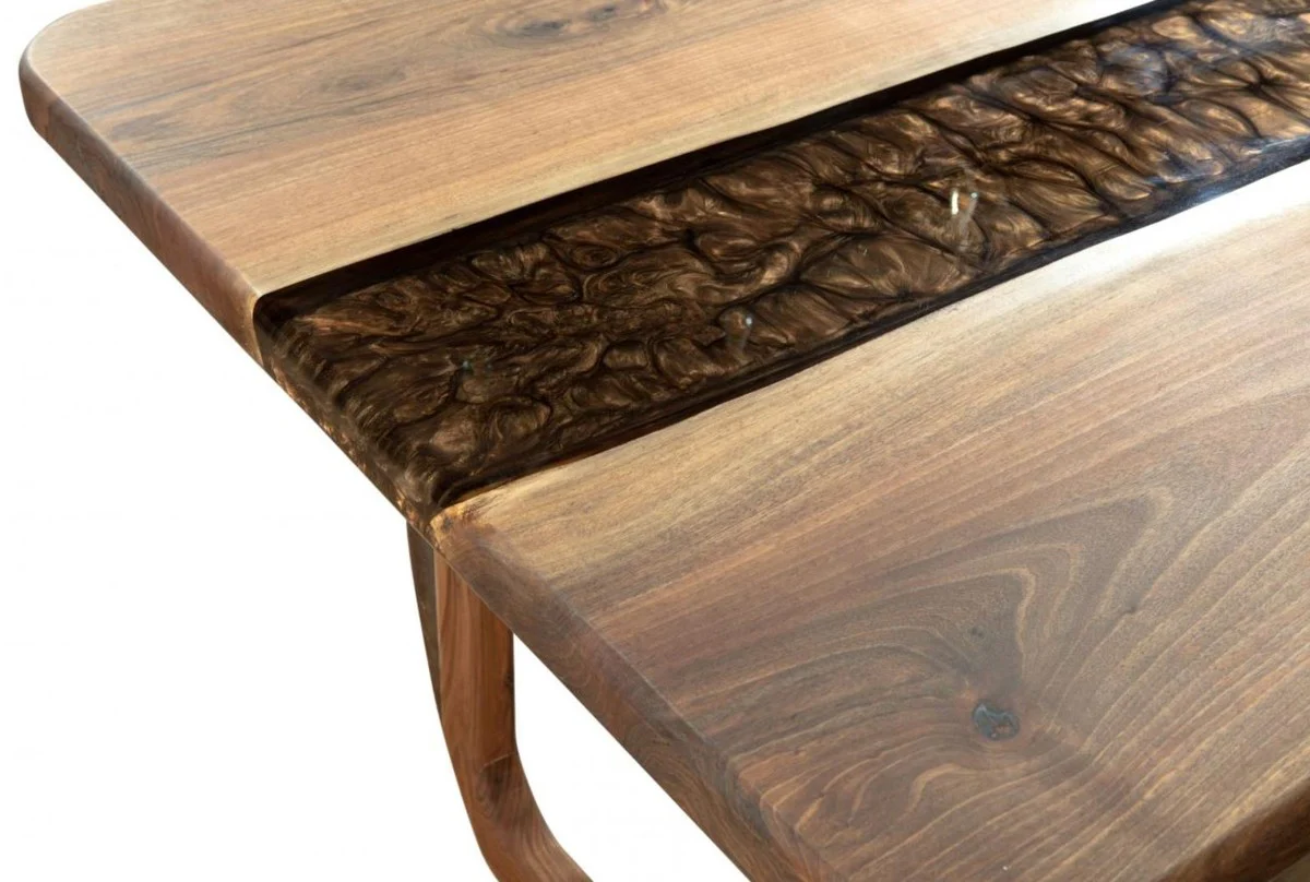 Luxus Esstisch Braun 200 x 100 x H. 76 cm - Rechteckiger Küchentisch mit Epoxiharz - Esszimmer Möbel - Epoxiharz Möbel - Luxus Möbel