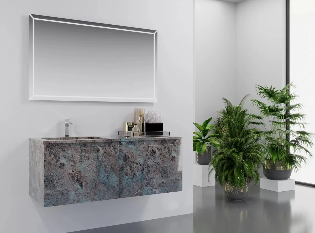 Luxus Badezimmer Set Grau Meliert Porzellan - Hotel Bad Einrichtung