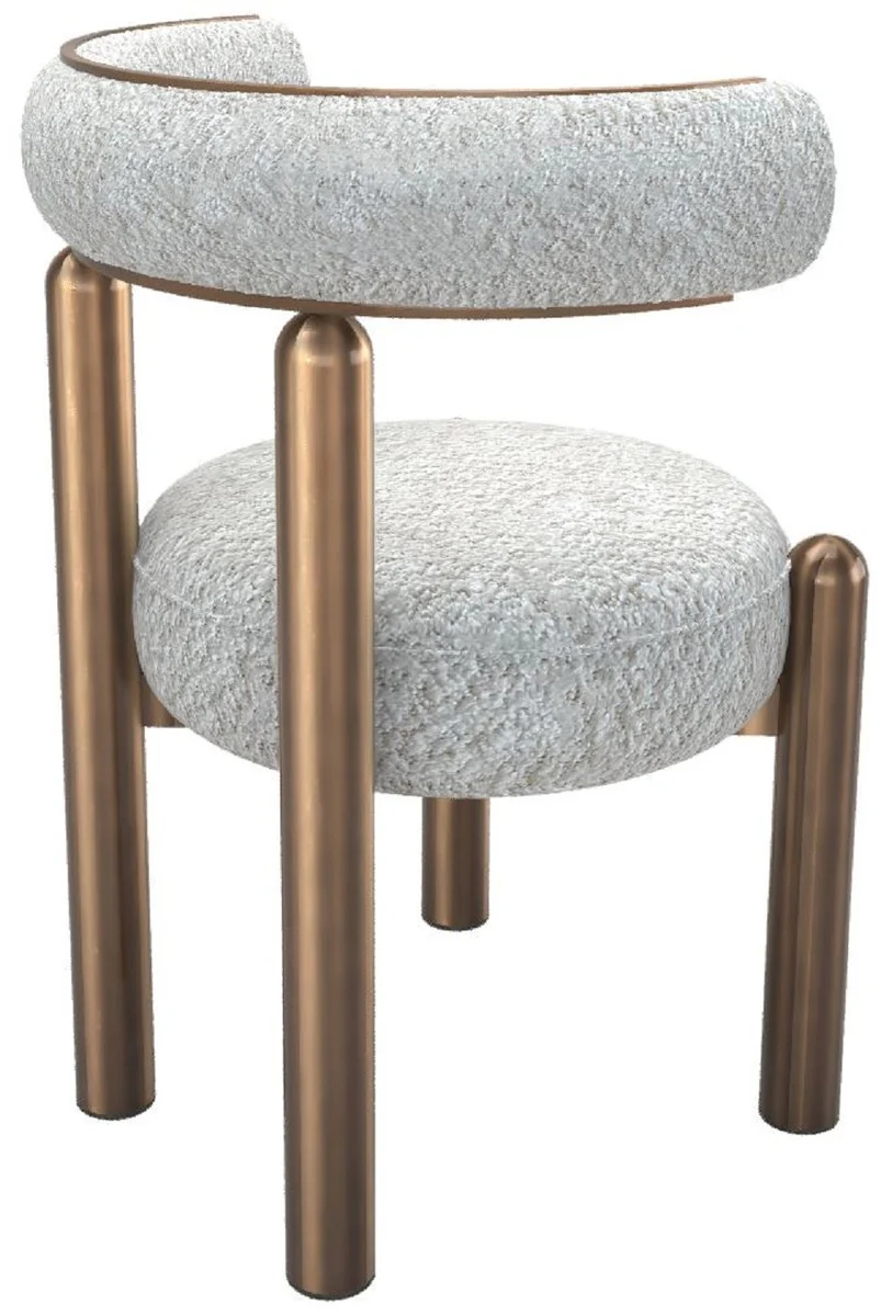 Luxus Esszimmer Stuhl mit gebogener Rückenlehne Weiß / Bronze - Esszimmer Möbel
