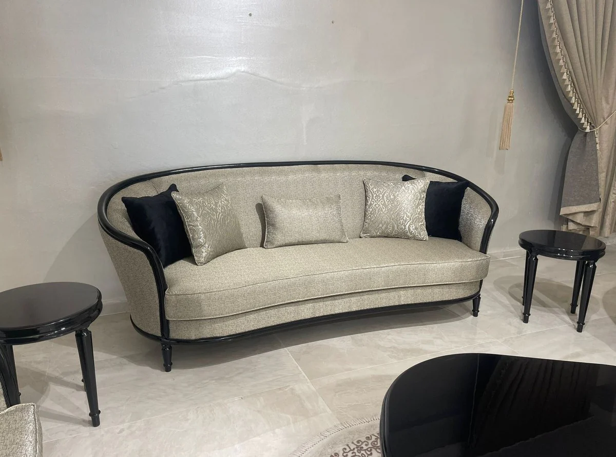 Luxus Barock Sofa Gold / Schwarz - Barockstil Wohnzimmer Sofa - Barockstil Wohnzimmer Möbel - Luxus Möbel im Barockstil - Barock Einrichtung - Edel & Prunkvoll