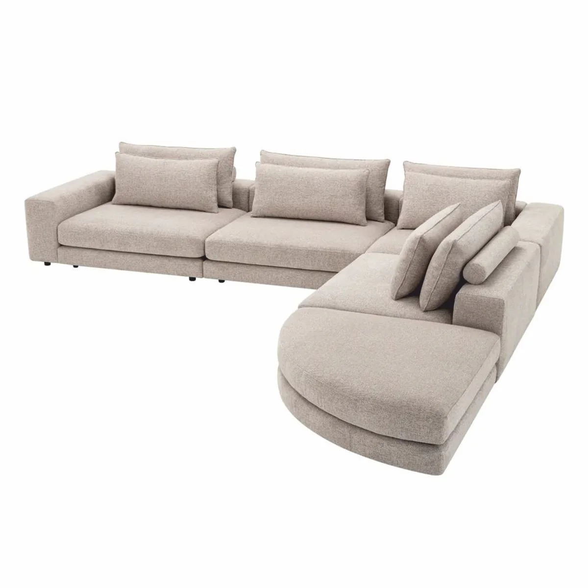 Luxus Ecksofa Greige / Schwarz 388 x 360 cm - Modulares Wohnzimmer Sofa - Luxus Möbel