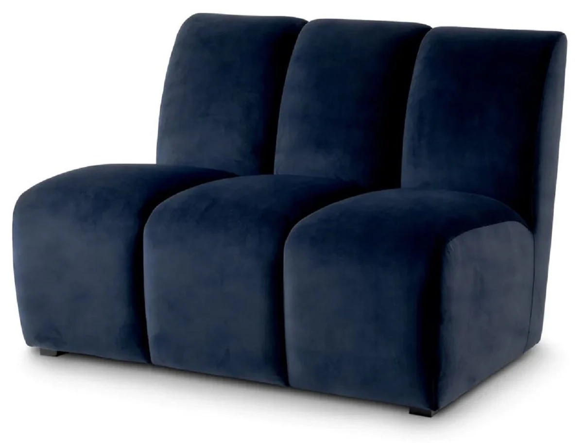 Luxus Samt Sofa Element Mitternachtsblau / Schwarz 108,5 x 94,5 x H. 83 cm - Erweiterbares Wohnzimmer Sofa - Wohnzimmer Möbel - Luxus Möbel