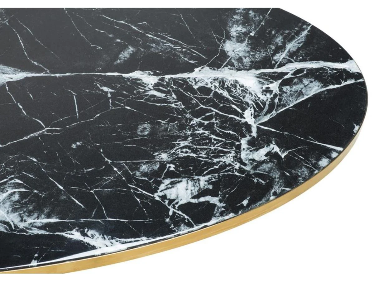 Luxus Couchtisch Oval Schwarz / Messingfarben 120 x 60 x H. 50,5 cm - Luxus Wohnzimmertisch