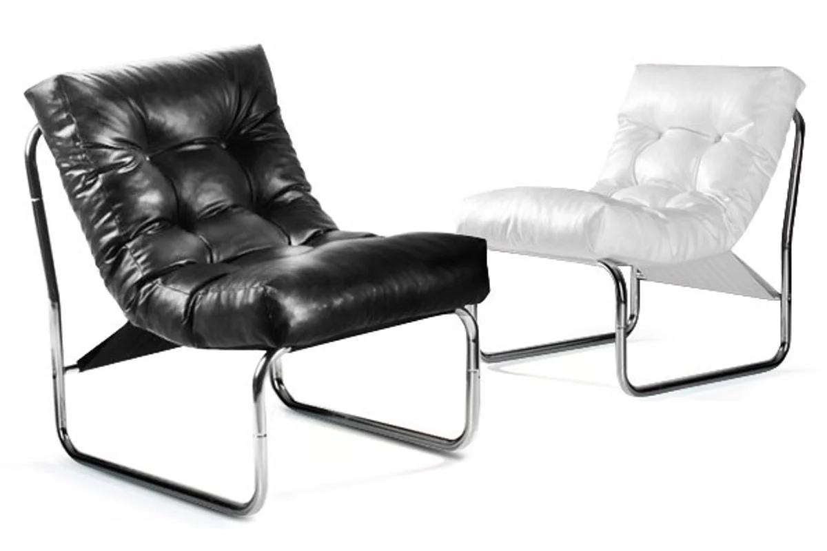 Designer Salon Stuhl Weiß Lederoptik - Moderner Wohnzimmerstuhl