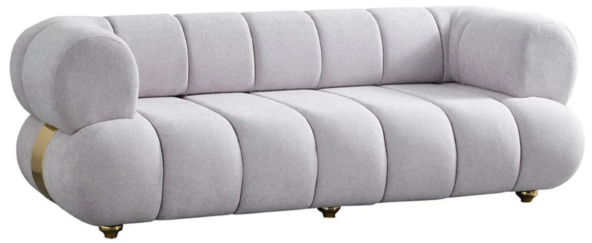 Luxus 3er Sofa Grau / Gold - Modernes Wohnzimmer Sofa - Moderne Wohnzimmer Möbel - Luxus Kollektion