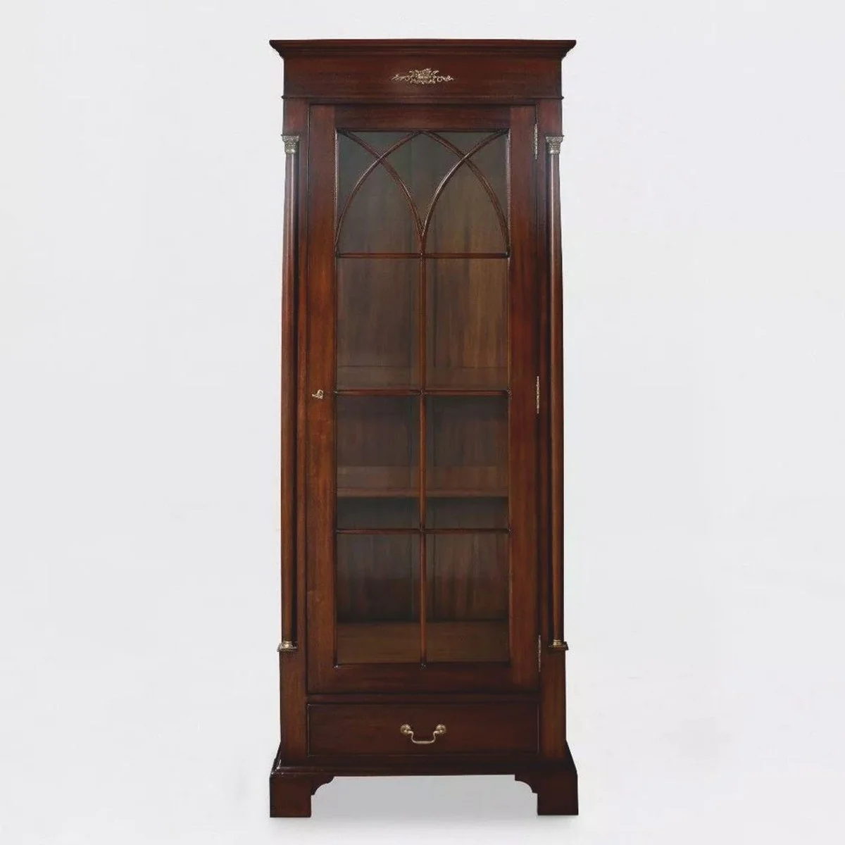 Luxus Barock Vitrine Dunkelbraun H. 189 cm - Barock Möbel