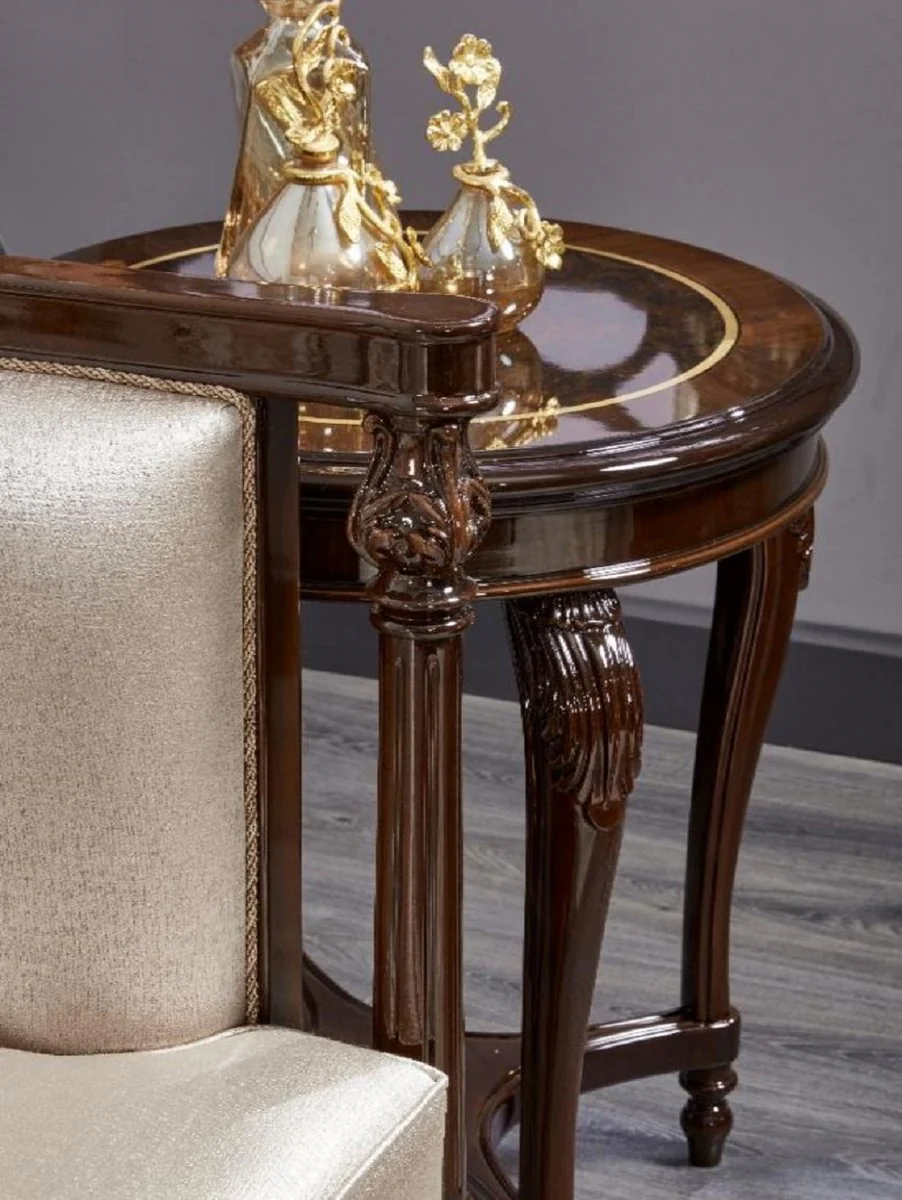 Luxus Barock Sofa Gold / Dunkelbraun - Prunkvolles Wohnzimmer Sofa - Barockstil Wohnzimmer Möbel - Luxus Möbel im Barockstil - Barock Einrichtung - Edel & Prunkvoll