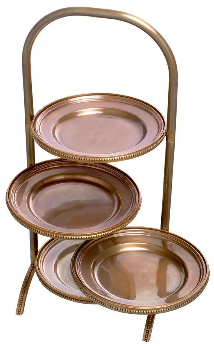Luxus Etagere mit Tragegriff Vintage Messing 21 x 18,5 x H. 47,5 cm - Gastronomie Accessoires - Restaurant Accessoires - Hotel Accessoires - Luxus Accessoires - Luxus Qualität