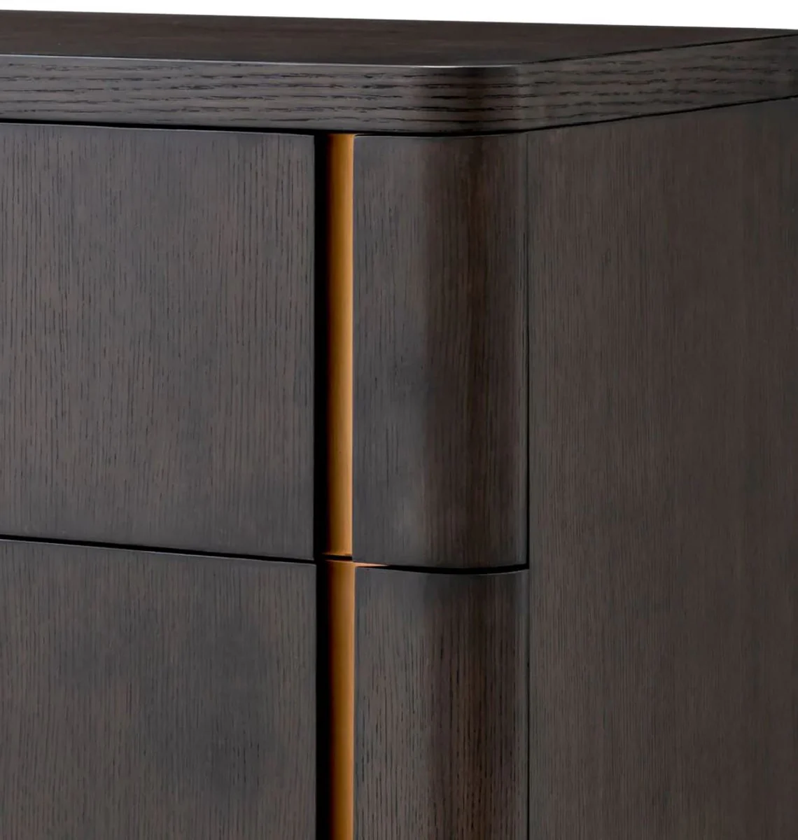 Luxus Kommode mit 4 Schubladen Mokka / Messing 85 x 48,5 x H. 120,5 cm - Schlafzimmer Kommode - Schlafzimmer Möbel - Hotel Möbel - Luxus Möbel - Luxus Qualität