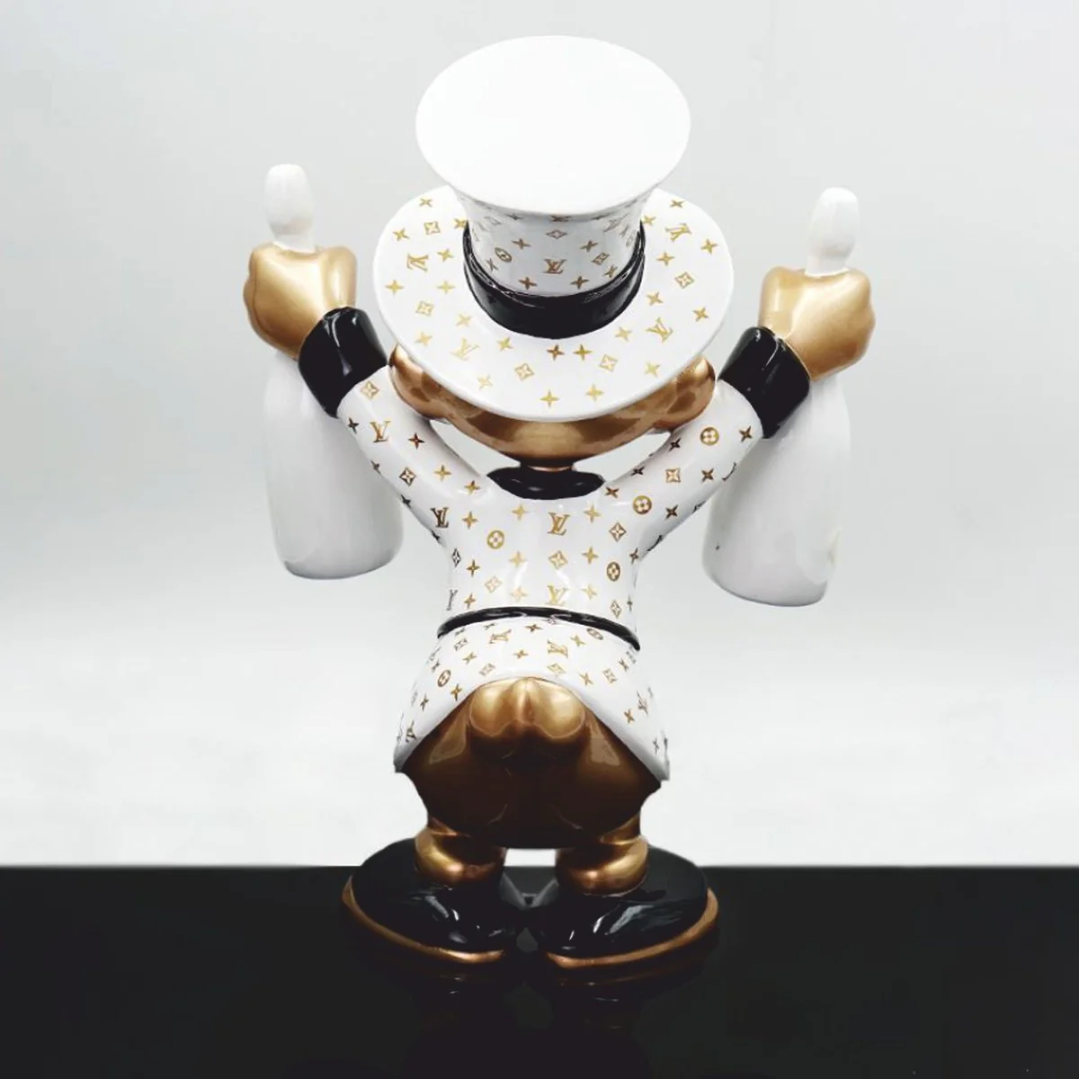 XXL Deko Skulptur Ente Weiß / Gold / Schwarz H. 170 cm - Große Deko Figur