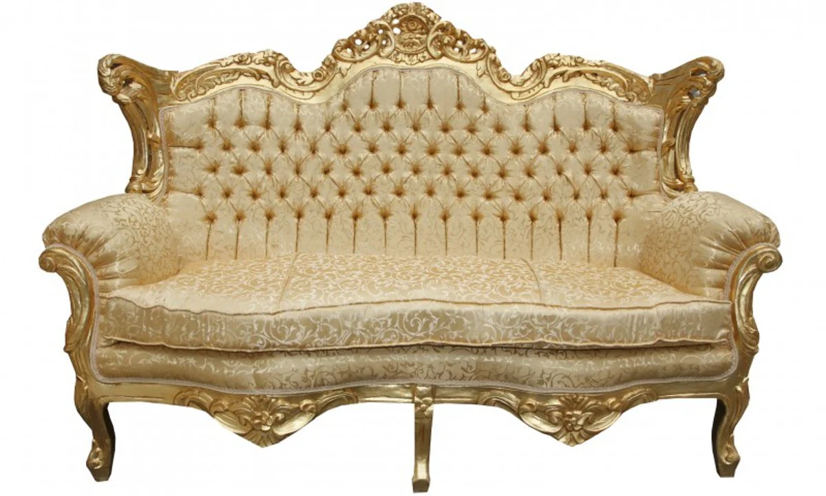 Barock 2er Sofa Master Gold Muster / Gold 2Mod- Wohnzimmer Couch Möbel Lounge