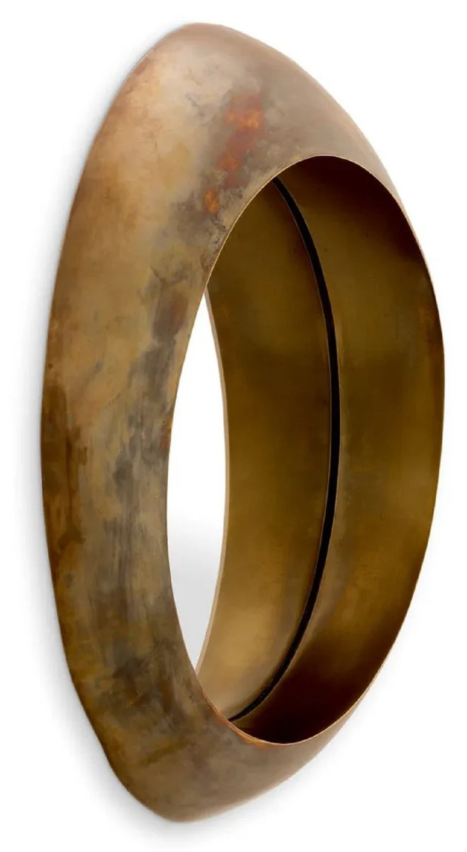 Luxus Aluminium Wandspiegel Vintage Messing Ø 50 cm - Runder Wohnzimmer Spiegel - Schlafzimmer Spiegel - Garderoben Spiegel - Luxus Möbel - Luxus Einrichtung