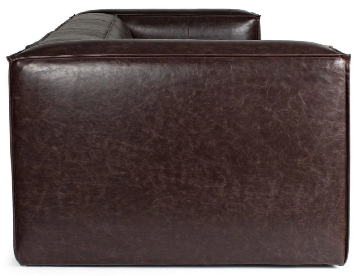 Luxus Kunstleder Sofa Dunkelbraun 224 x 99 x H. 67,5 cm - Wohnzimmer Sofa - Wohnzimmer Möbel - Kunstleder Möbel - Luxus Möbel - Luxus Einrichtung