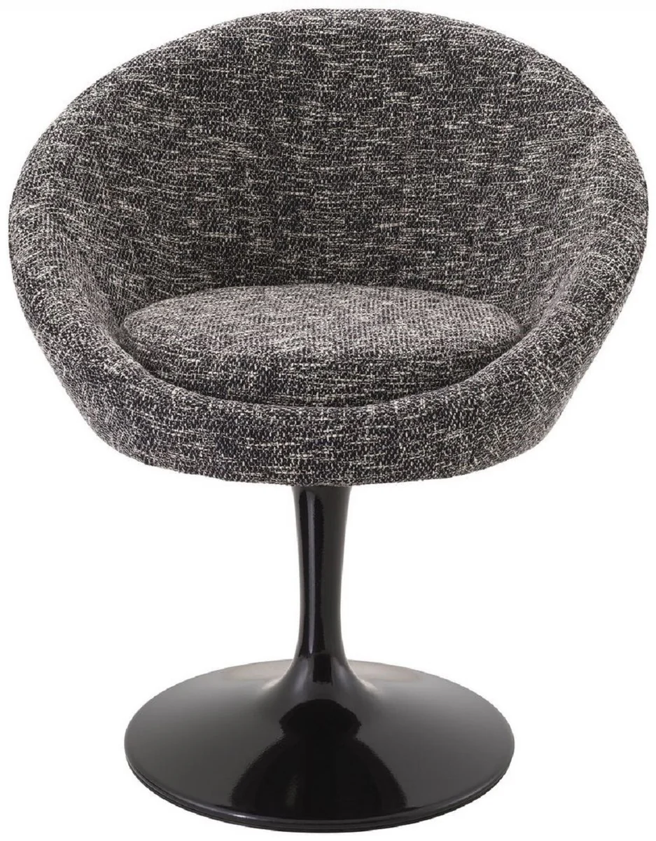 Luxus Esszimmerstuhl Schwarz 67 x 57 x H. 78,5 cm - Drehstuhl im 60er Jahre Design - Luxus Esszimmer Möbel