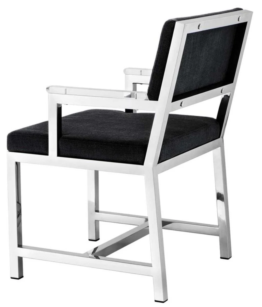 Designer Stuhl mit Armlehnen 55 x 59 x H. 82 cm - Luxus Büromöbel