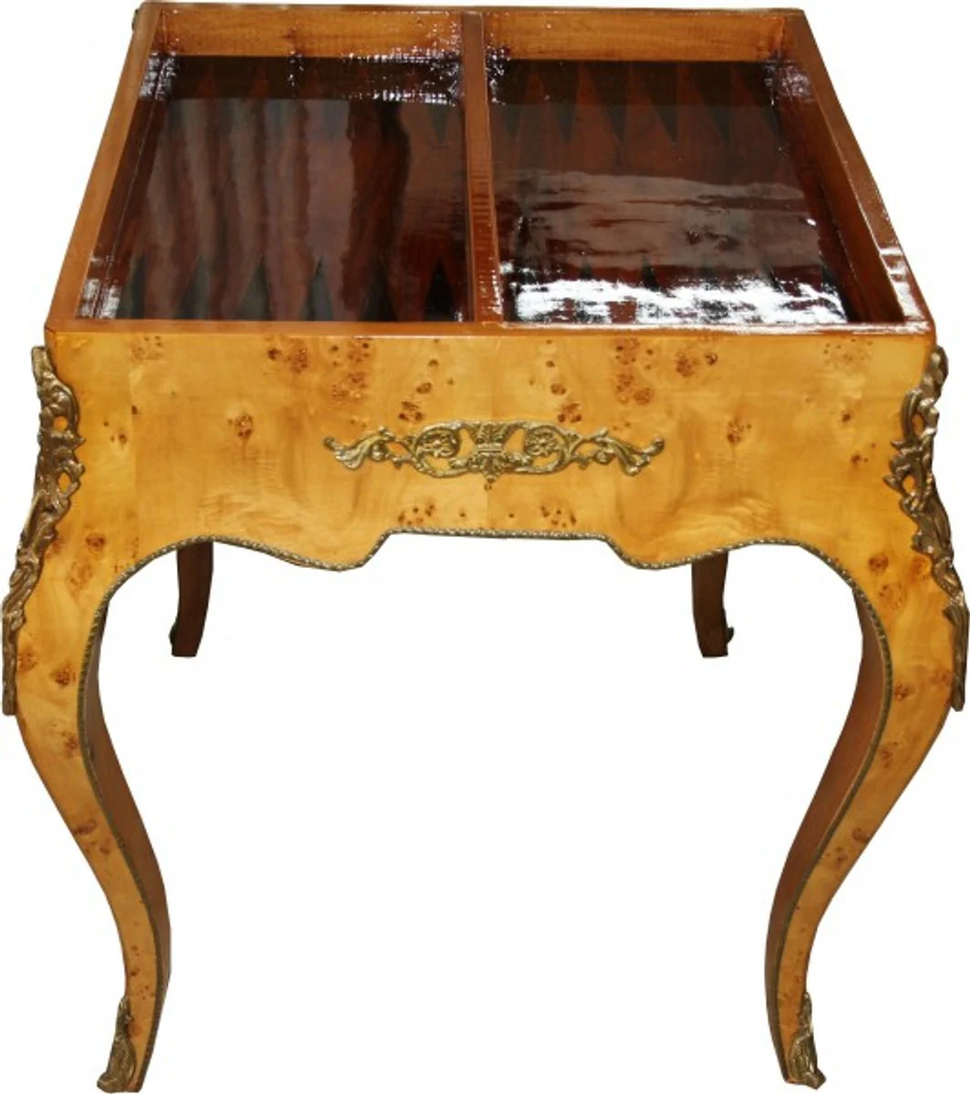 Barock Spieltisch Schach / Backgammon Tisch Mahagoni L 60 x B 60 x H 71 cm - Möbel Antik Stil Barock
