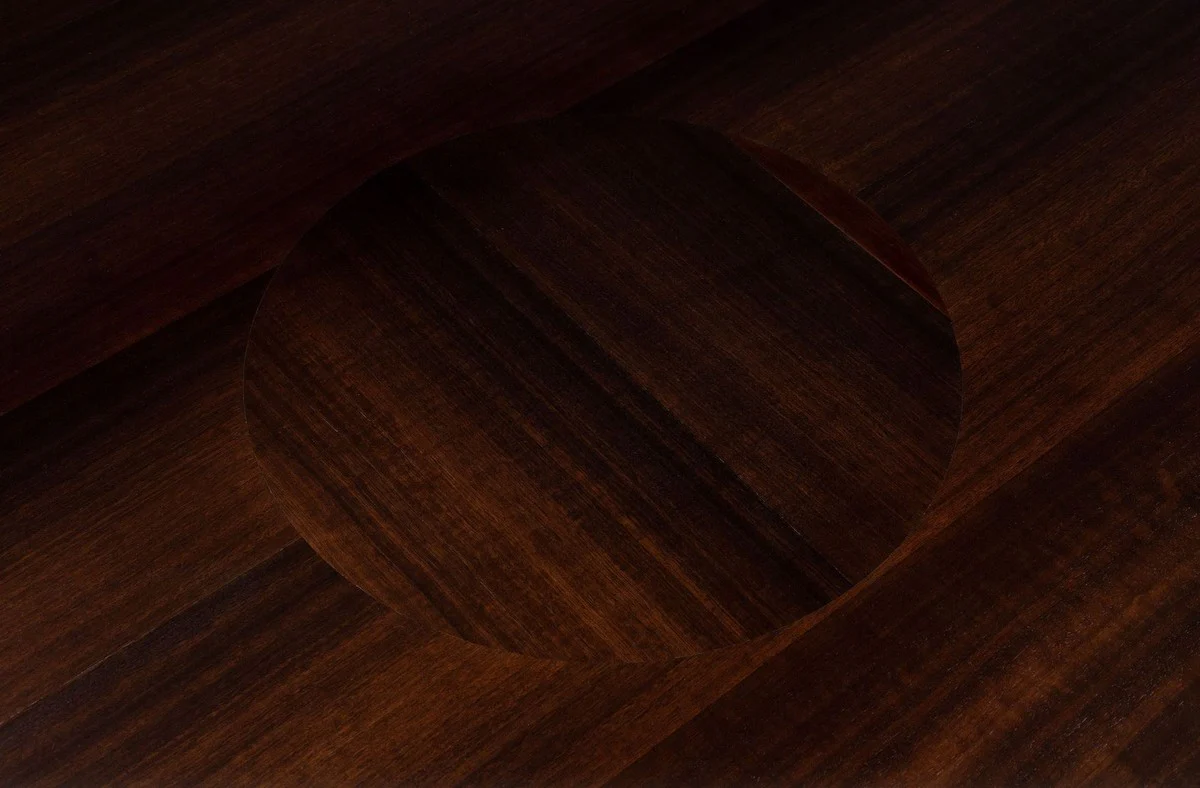 Luxus Eukalyptusfurnier Esstisch Dunkelbraun Ø 150 x H. 76 cm - Runder Küchentisch - Massivholz Esszimmertisch - Luxus Esszimmer Möbel