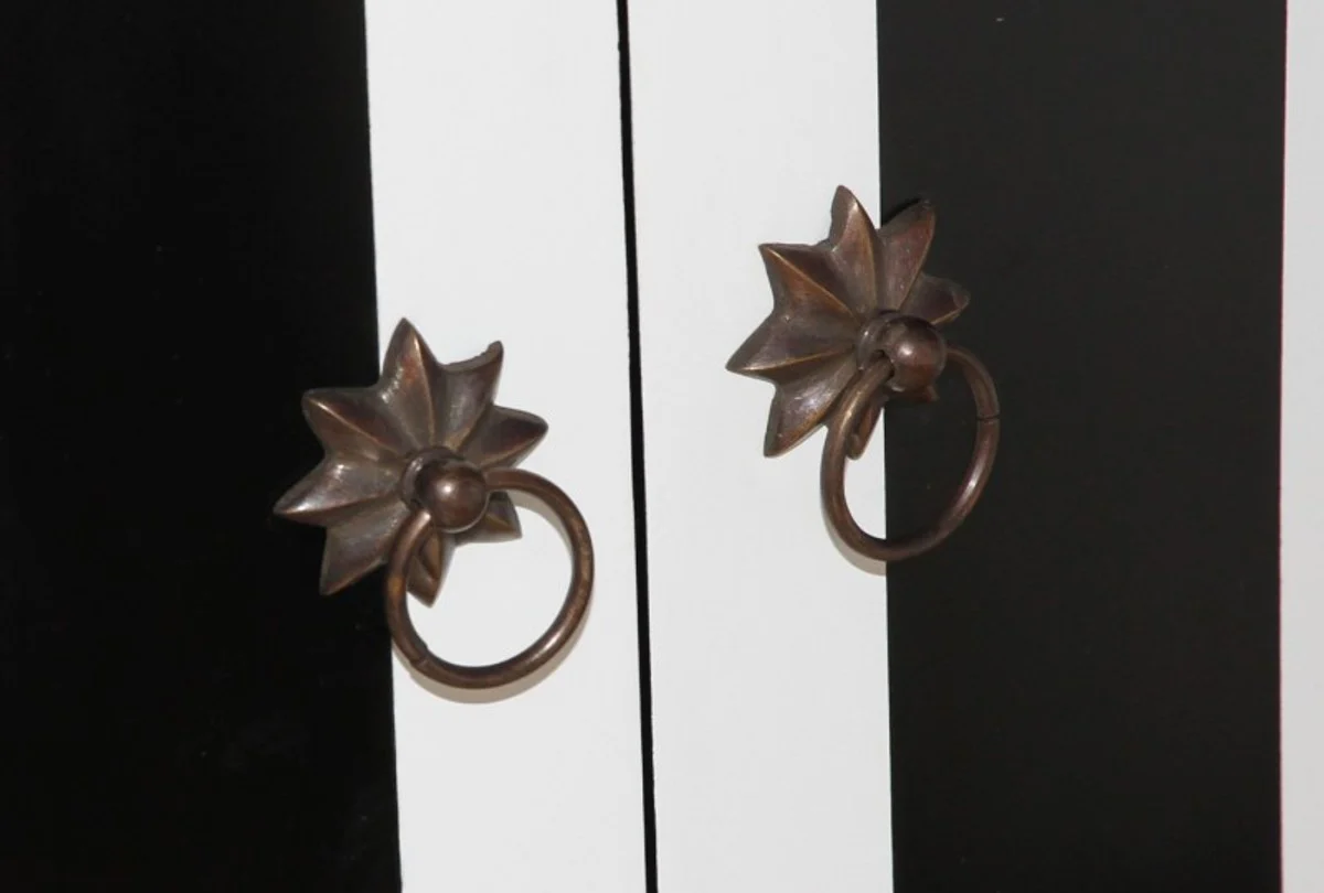 Barock Kommode Schwarz/Weiß Streifen 120cm Mod - Antik Stil Möbel