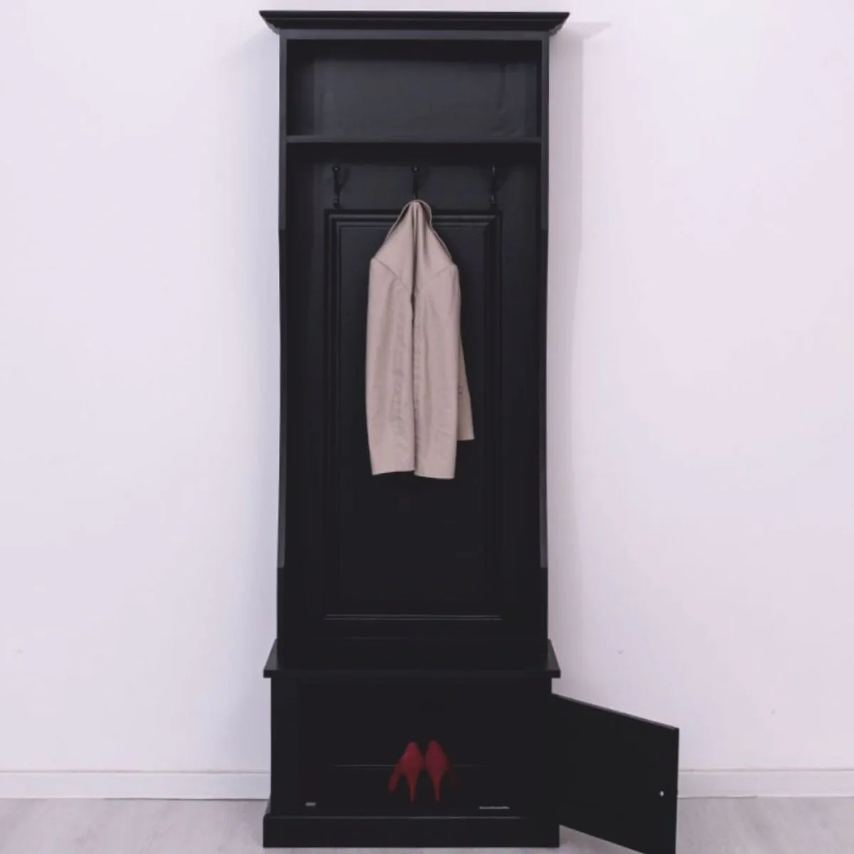 Landhausstil Garderobe Schwarz 80 x H. 210 cm - Garderoben Möbel