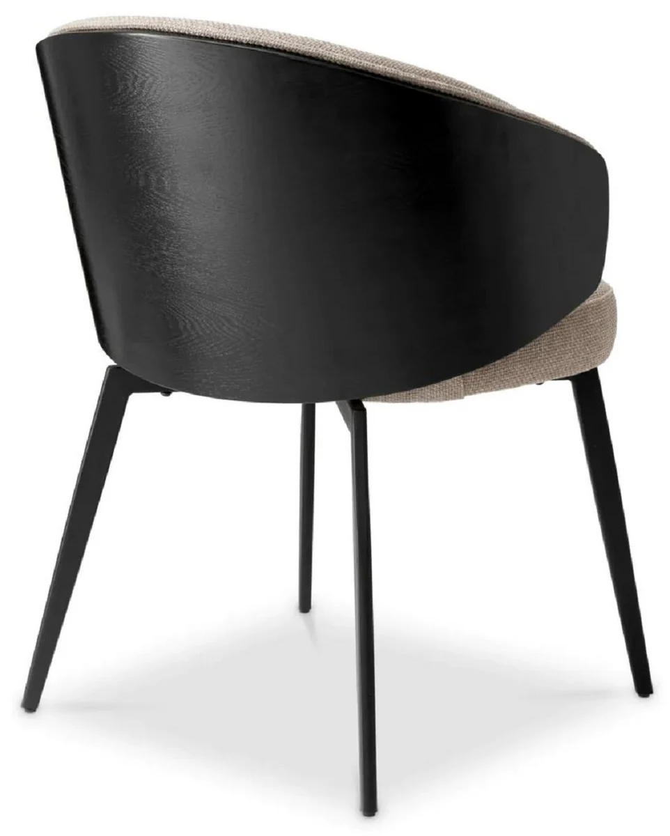 Luxus Esszimmer Stuhl Grau / Schwarz 57 x 62 x H. 77 cm - Küchenstuhl mit Armlehnen - Esszimmer Möbel - Luxus Möbel - Luxus Qualität