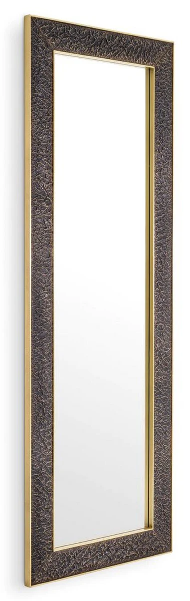 Luxus Wandspiegel Bronze / Antik Messing 80 x 3,5 x H. 220 cm - Rechteckiger Spiegel - Wohnzimmer Spiegel - Schlafzimmer Spiegel - Garderoben Spiegel - Luxus Möbel - Luxus Interior