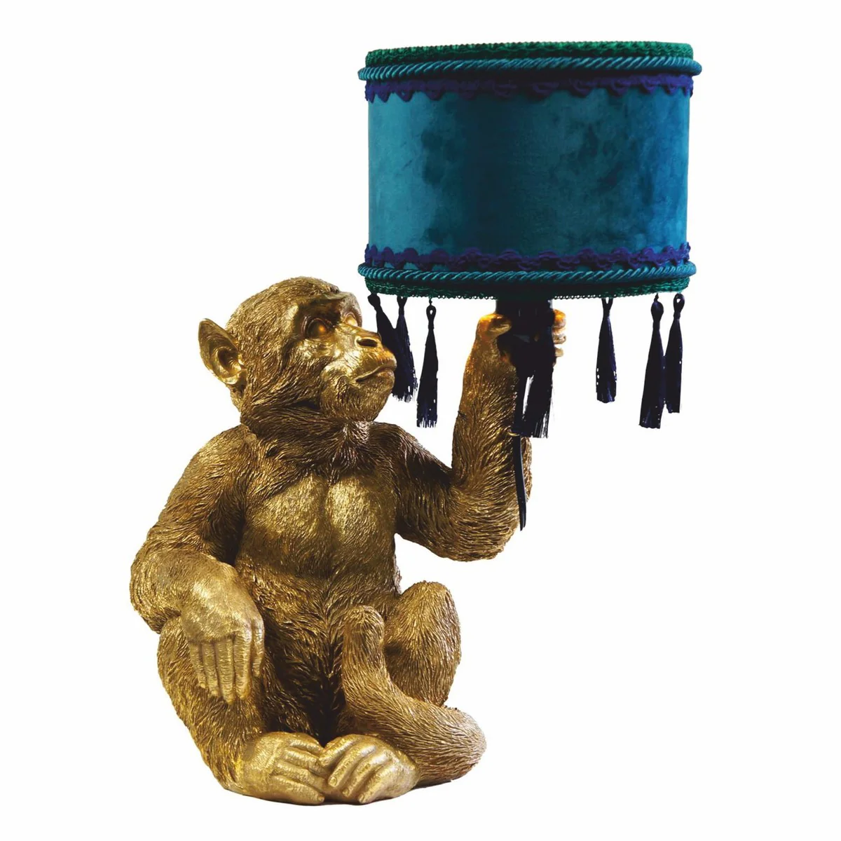 Luxus Tischleuchte Affe Gold / Blau / Grün H. 50 cm - Luxus Leuchten