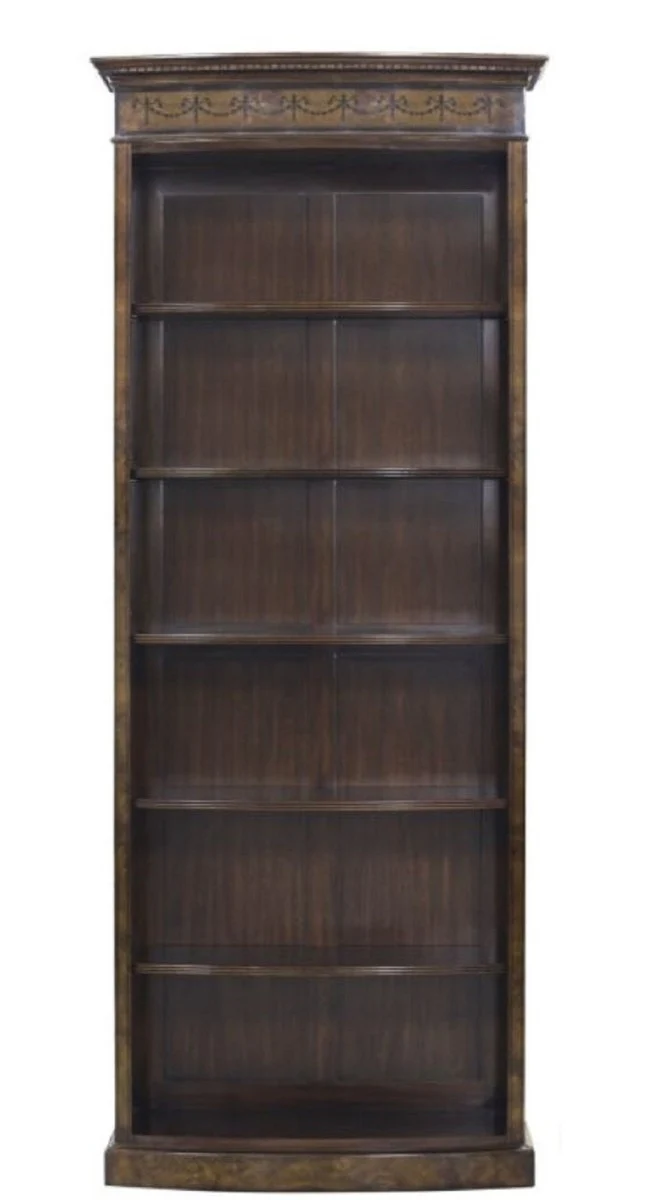 Luxus Barock Bücherschrank Braun / Dunkelbraun 88 x 34 x H. 222 cm - Luxus Regalschrank im Barockstil