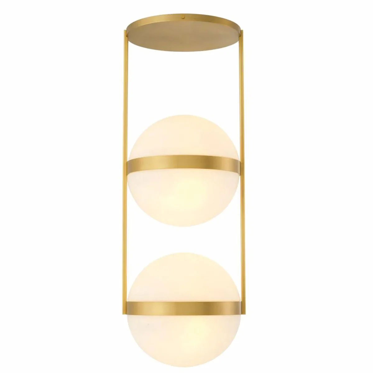 Luxus Deckenleuchte Antik Messing / Weiß H. 105 cm - Luxus Leuchten