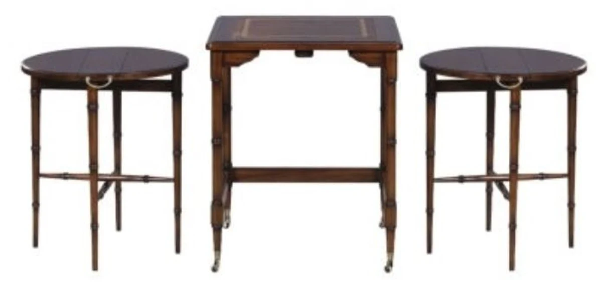 Luxus Mahagoni Beistelltisch Set Braun 48 x 48 x H. 59 cm - Hotel Möbel