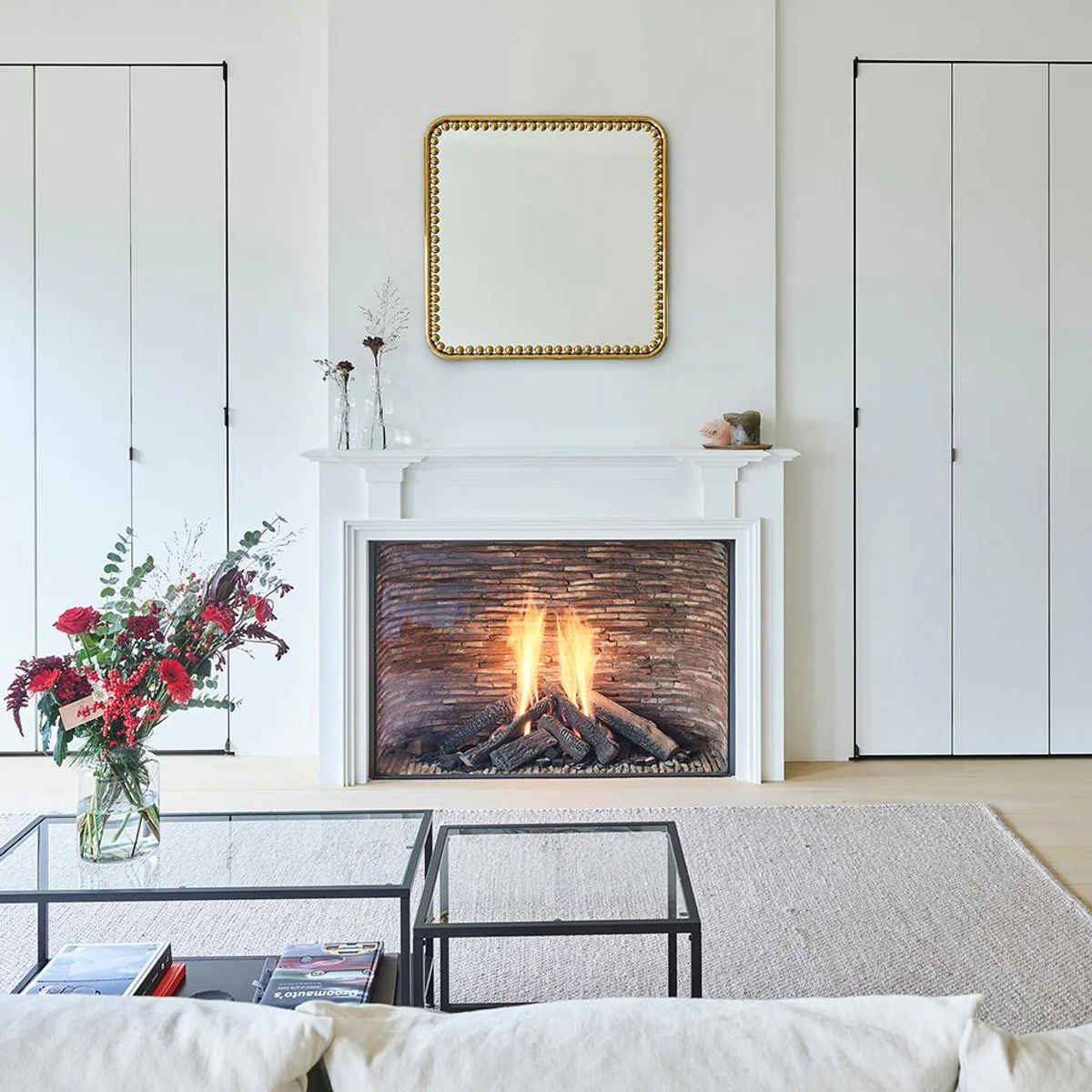 Luxus Wandspiegel Gold 95 x 3 x H. 95 cm - Quadratischer Wohnzimmer Spiegel mit Metallrahmen - Schlafzimmer Spiegel - Badezimmer Spiegel - Garderoben Spiegel - Luxus Kollektion