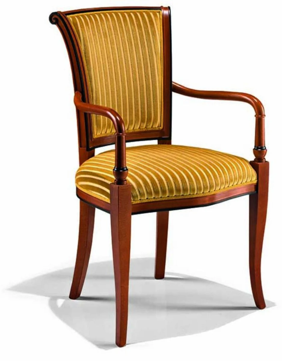 Luxus Barock Esszimmer Stuhl mit Armlehnen Gold / Braun - Italienische Barock Möbel