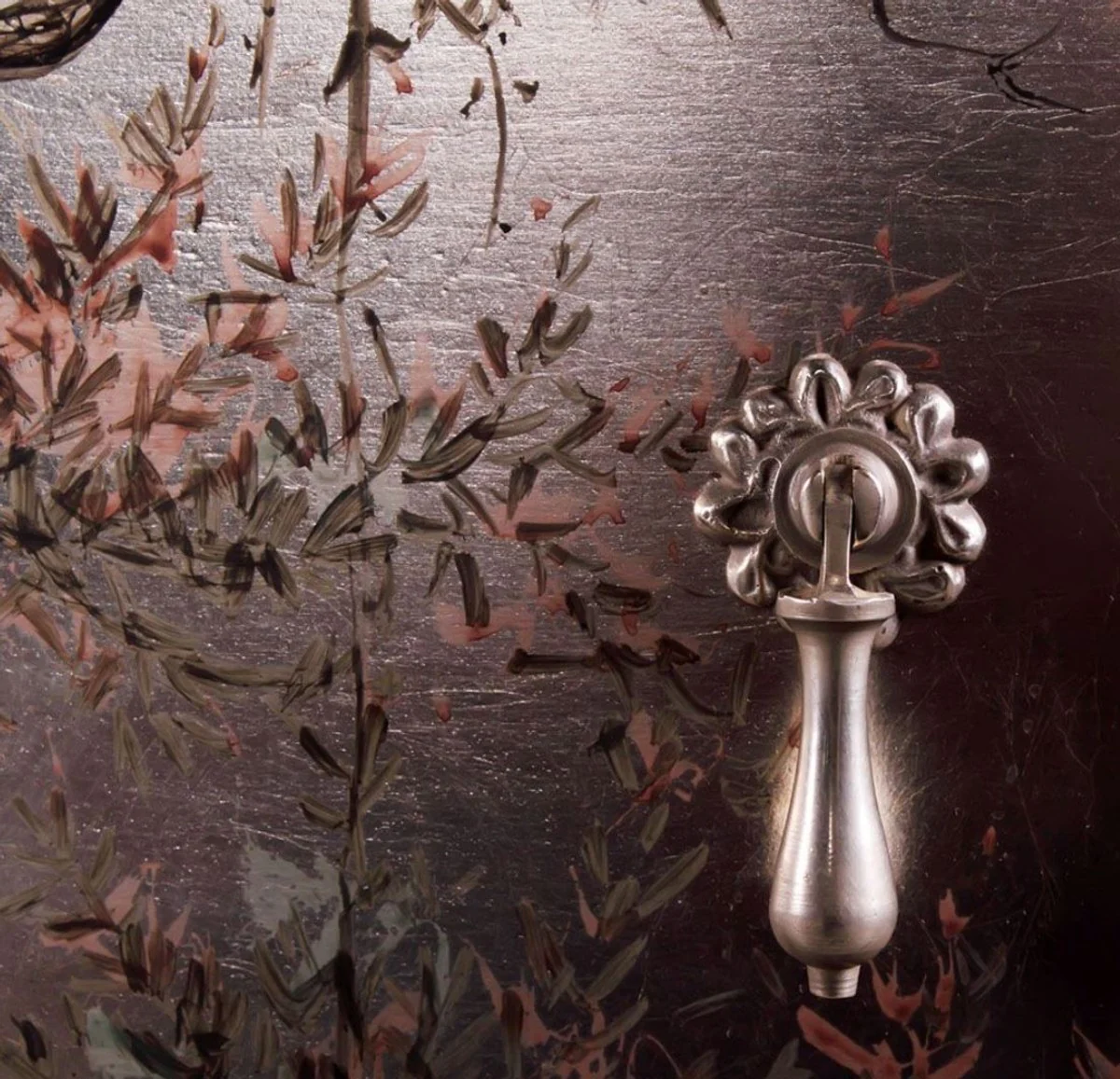 Luxus Art Deco Kommode Dunkelbraun / Mehrfarbig 120 x 49 x H. 94 cm - Edle Mahagoni Kommode mit 3 Schubladen und elegantem japanischen Design - Luxus Möbel