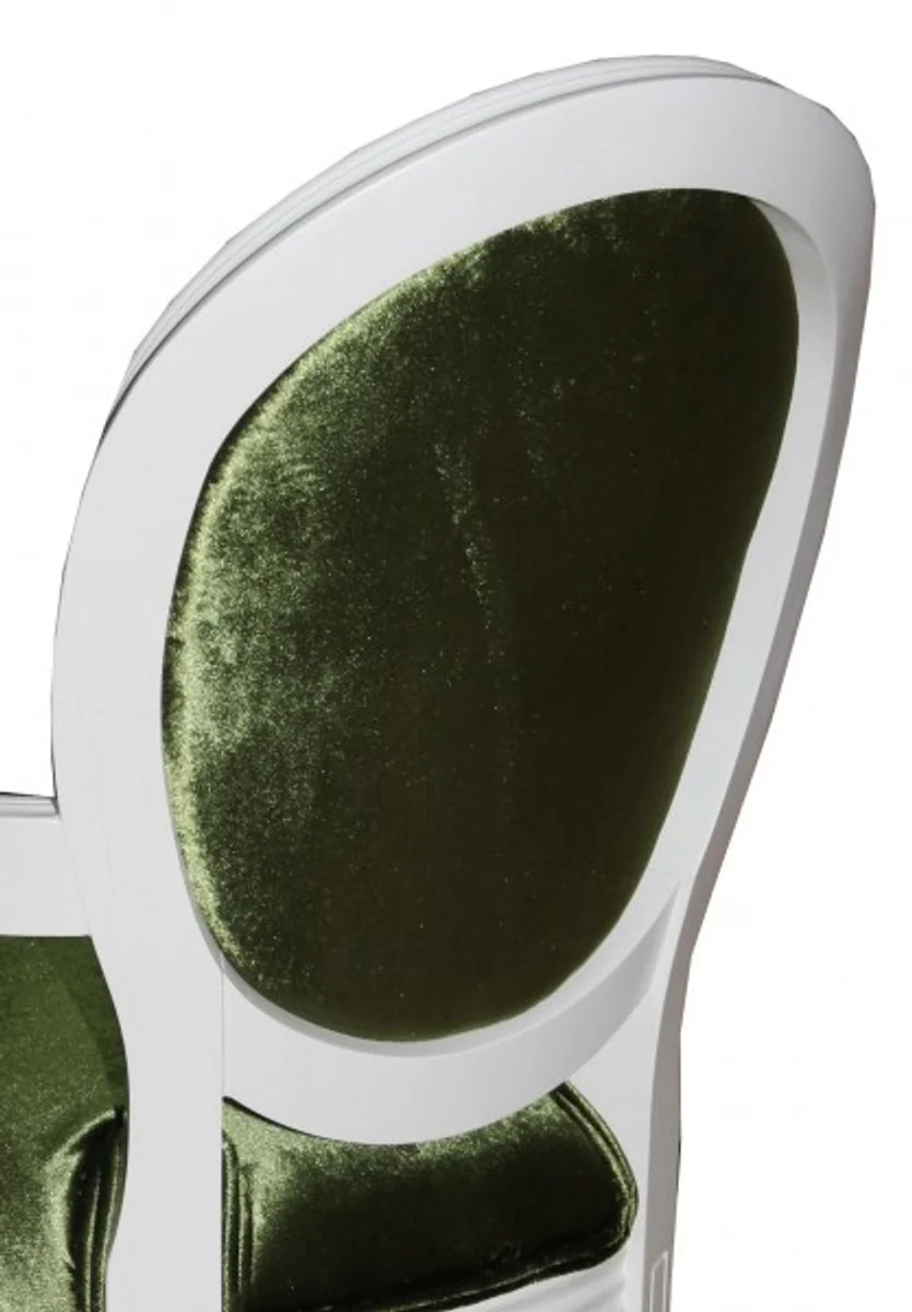 Barock Esszimmer Stuhl mit Armlehne Grün / Weiß - Designer Stuhl - Luxus Qualität