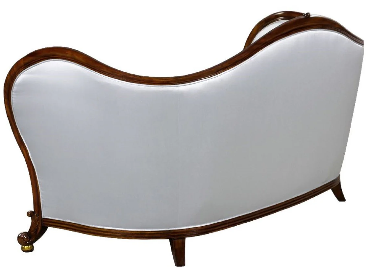 Luxus Barock Sofa Silber / Dunkelbraun / Gold - Prunkvolles Wohnzimmer Sofa im Barockstil - Barock Wohnzimmer Möbel - Edel & Prunkvoll